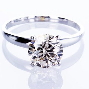 2 Carat Solitaire Diamond Engagement Ring Round Cut H/SI1